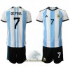 Officiële Voetbalshirt + Korte Broek Argentinië Rodrigo de Paul 7 Thuis WK 2022 - Kids